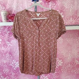 Sonoma Brown Blouse with White Dots